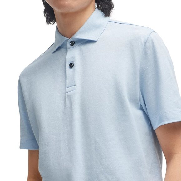 Hugo Boss Men's BOSS Press SS Polo Shirt Linen Blend Solid Pastel Blue 2XL - Picture 2 of 5